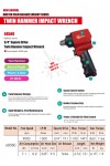 Mini High Torque Impact Wrench, 3/4" Square Drive, Max. 1100 ft-lb - Low Air Consumption